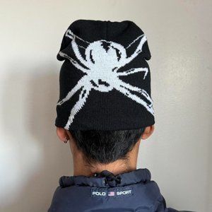 Y2K 2000s grunge gothic punk spider black beanie
